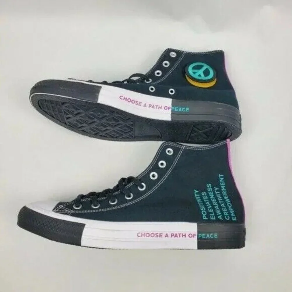Converse Chuck Taylor All Stars Seek Peace Sneakers Mens 11.5 Black 166535F